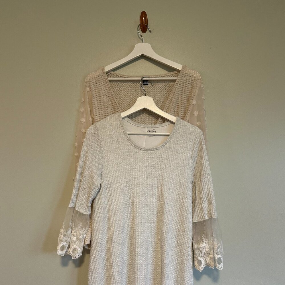 White waffle knit set
